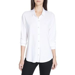 Eileen Fisher Classic Collar Bright White Button Down Blouse
